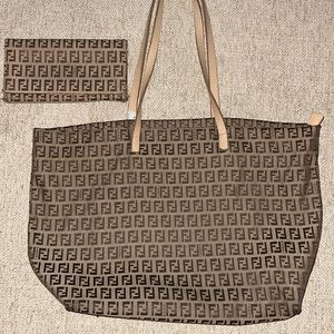 VTG Fendi Zucca Monogram Tote with matching wallet